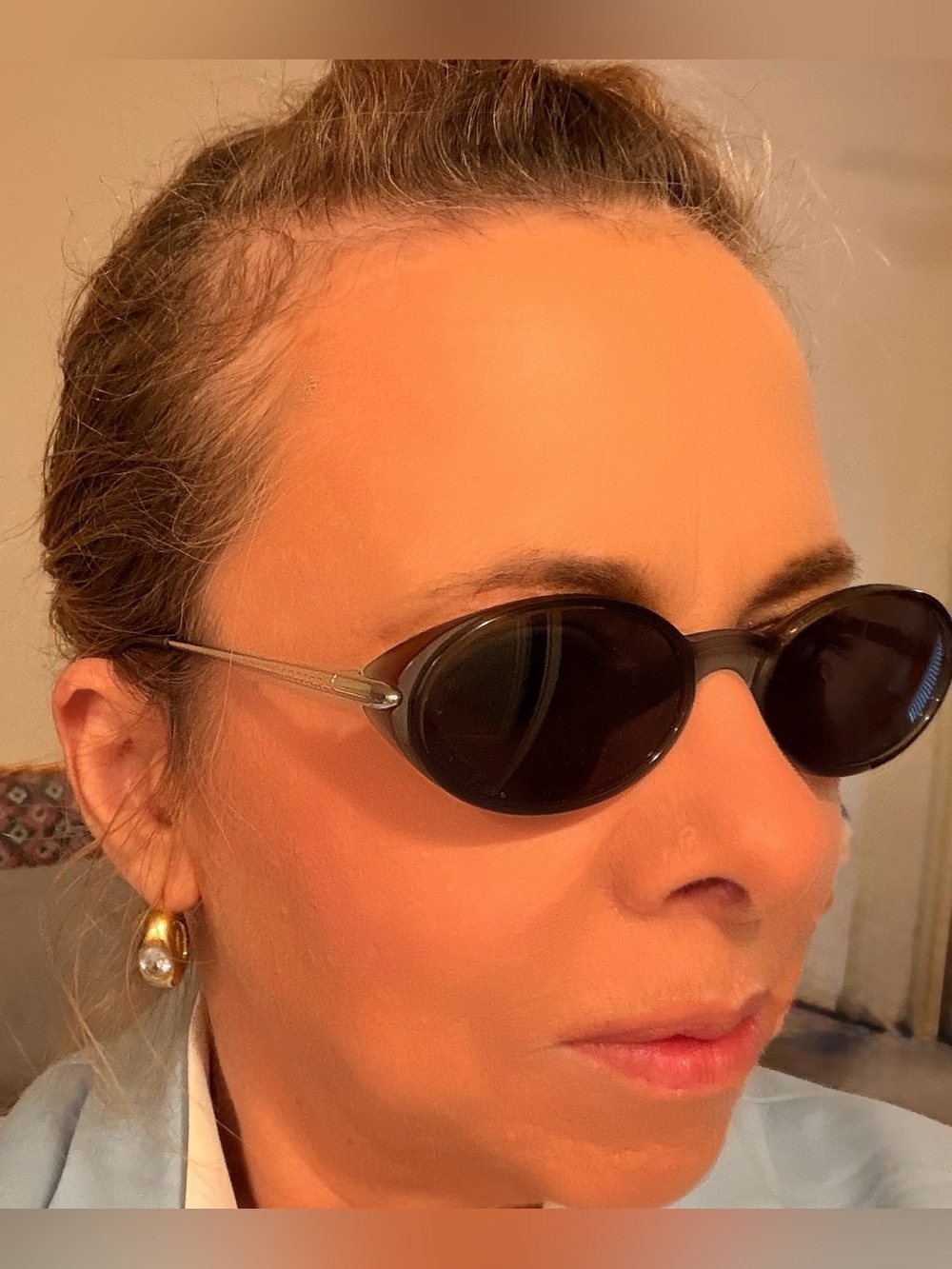 Cartier Aspen Oval Women's Sunglasses with Dark Brown Lenses